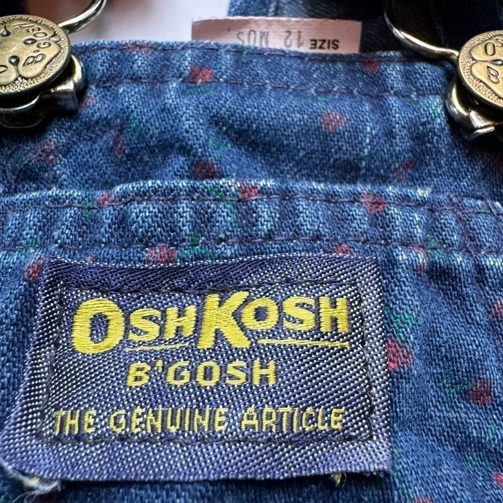 Vintage Oshkosh B’gosh Vestbak Denim Polka Dot  Overall Jeans 12 Months VTG 90s